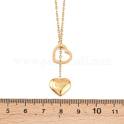 Lariat-Halsketten mit Herzanhänger aus Edelstahl 304 für Damen&nbsp;NJEW-A064-05G