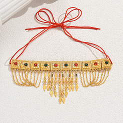 Ramadan & Eid Mubarak Messing-Halsketten mit quadratischen Quasten im Nahen Osten für Party-Accessoires für Damen&nbsp;QC1236