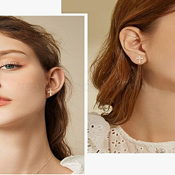 2 paire de boucles d'oreilles à tige en laiton micro pavées en oxyde de zirconium transparent pour femmes&nbsp;EJEW-LP0001-57G