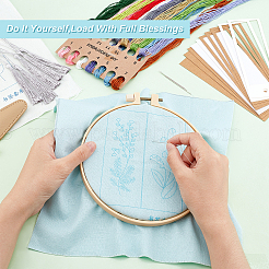 Diy blumenmuster papier lesezeichen stickerei kits&nbsp;DIY-WH0304-311