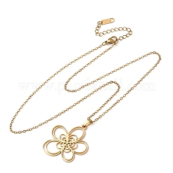 Colliers à pendentif fleur en acier inoxydable 304 avec chaîne câble pour hommes et femmes&nbsp;NJEW-K308-05B-G
