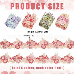 4 Yards 4 Farben Polyester-Blumenspitzenband&nbsp;OCOR-PH0004-47
