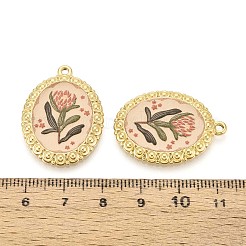 Oval aus 304 Edelstahl im Vintage-Druckstil mit Lotusanhängern&nbsp;STAS-T071-29B-G