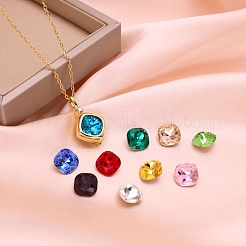 Goldene Halskette mit Rautenanhänger aus 304 Edelstahl&nbsp;NJEW-C015-01G