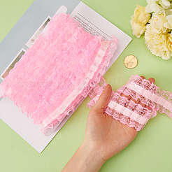 10 Yards Polyester-Spitzenbesatz mit plissierten Blumen&nbsp;OCOR-GF0003-88C