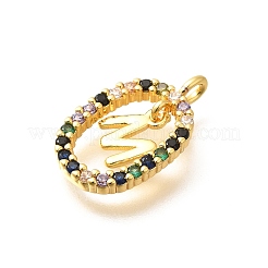 Pendentifs avec zircon cubiques à micro-pavés en laiton&nbsp;ZIRC-P123-01G-M02