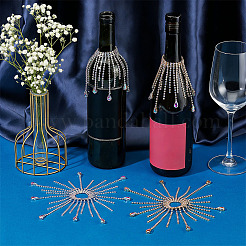 4 pieza de borlas de vidrio con forma de lágrima para botella de vino con rhinestone&nbsp;HJEW-OC00401