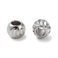 Perles en 303 acier inoxydable, ronde avec motif de lune, couleur inoxydable, 5x4mm, Trou: 2.2mm