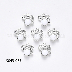 Alloy Rhinestone Cabochons, with ABS Imitation Pearl Beads, Nail Art Decoration Accessories, Platinum, Crystal, 11x10x5.5mm