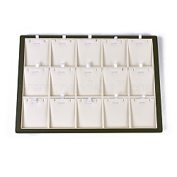 Cajas de presentación collar de madera, cubierta de cuero de la PU, trigo, 35.5x25.2x1.9 cm