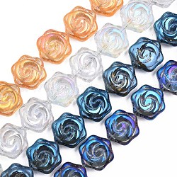 Placcare trasparente perle di vetro fili, fiore, colore misto, 16x14.5x7.5mm, Foro: 1 mm, circa 40pcs/filo, 24.80 pollice (63 cm)