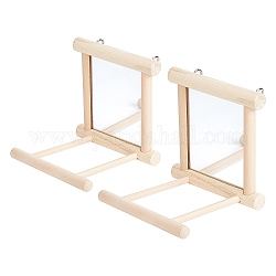 Bird Mirror Birdcage Stand Bar Accessories, for Small Anminals Conure Exercise Toy, Antique White, 10x10x9.5cm