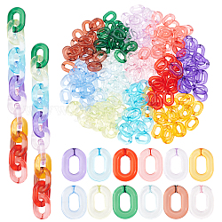 Superfindings 240 pièces 12 couleurs anneaux de liaison acryliques transparents, connecteurs à liaison rapide, ovale, couleur mixte, 24x18x5mm, diamètre intérieur: 13x7 mm, 20 pcs / couleur