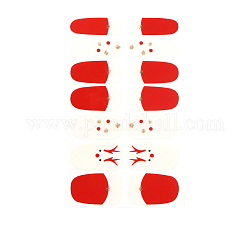 Autocollant complet pour nail art, auto-adhésif, autocollant, pour les décorations d'ongles, style de noël, rouge, 10x5.5 cm