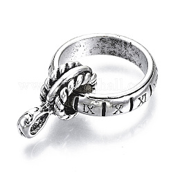Impostazioni dell'anello in lega di zinco, base ad anello,  cadmio& piombo libero, numeri romani, argento antico, formato 10, diametro interno: 20mm