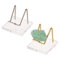 Espositori in cristallo minerale acrilico trasparente quadrato 2 pz 2 colori, portaoggetti per pietre preziose grezze con supporto in ferro, di platino e d'oro, 5x5x4.5cm, 1pc / color