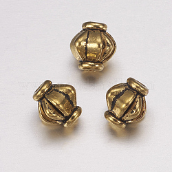 チベット風ビーズ  鉛フリー＆カドミウムフリー  双円錐形  アンティーク黄金  サイズ：直径約7.8mm  穴：1.5mm