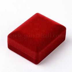 Прямоугольные бархатные кольца для шкатулок, с пластиковым, красные, 7.8x6x3.7 мм