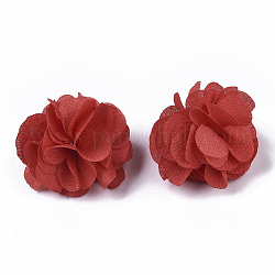 Blumen aus Polyestergewebe, für DIY Stirnbänder Blumenzubehör Hochzeit Haarschmuck für Mädchen Frauen, rot, 34 mm