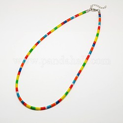 Silk Cord Necklace Making, with Platinum Brass Lobster Clasps and Extender Chain, Colorful, 19inch, 3mm
