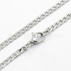 Collares de cadenas de acero inoxidable 304 de bordillos para hombre, con cierre de langosta, color acero inoxidable, 29.5 pulgada (74.9 cm)