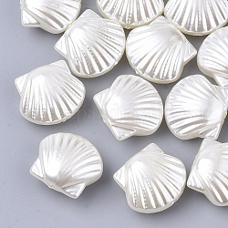 Perle di perle imitazione plastica abs, forma a conchiglia, bianco floreale, 14.5x16x7.5mm, Foro: 1.2 mm, circa 550pcs/500g
