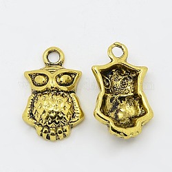 Tibetan Style Alloy Pendants, Halloween, Owl, Cadmium Free & Nickel Free & Lead Free, Antique Golden, 20.5x13x5.5mm, Hole: 2mm