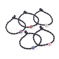 Bracelets en nylon, avec des perles de grand trou en émail d'alliage de style européen, fleur, couleur mixte, 8-1/8 pouce (20.5 cm), 3mm