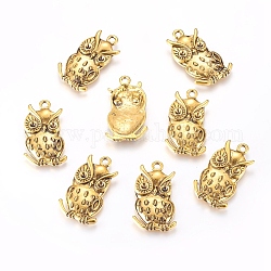 Owl Alloy Pendant Cabochon Enamel Settings, Lead Free and Cadmium Free, for Halloween, Antique Golden, 38x20x3mm, Hole: 3mm