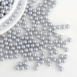 Abalorios de acrílico de la perla de imitación, ningún agujero, redondo, gris, 3mm, aproximamente 10000 unidades / bolsa