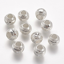 Abalorios europeos de aleación, Abalorios de grande agujero, rerondana plana, color plateado, 10x8mm, agujero: 4 mm