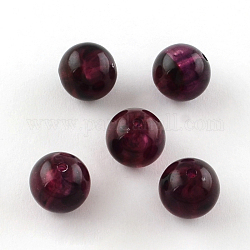 Perles rondes en acrylique d'imitation pierre précieuse, violet, 20mm, Trou: 3mm, environ 110 pcs/500 g