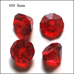 模造オーストリアクリスタルビーズ  グレードAAA  多面カット  ダイヤモンド  暗赤色  7x5mm  穴：0.9~1mm