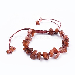 Bracelets de perles de cornaline naturelle réglables tressés, avec du fil de nylon, 1-7/8 pouce (4.8 cm)