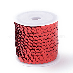 Eco-Friendly Plastic Paillette Beads, Sequins Beads, Ornament Accessories, Flat Round, Red, 6mm, about 5m/roll