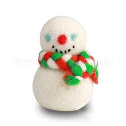 Christmas Snowman Needle Felting Kit, including Instructions, 1Pc Foam, 3Pcs Needles, 5 Colors Wool, Mixed Color