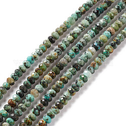 Brins de perles turquoises africaines naturelles (jaspe), facette, rondelle, 4x3mm, Trou: 0.8mm, Environ 126 pcs/chapelet, 15.47 pouce (39.3 cm)