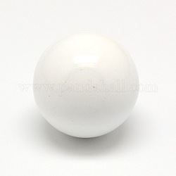 No Hole Spray Painted Brass Round Ball Beads Fit Cage Pendants, White, 16mm