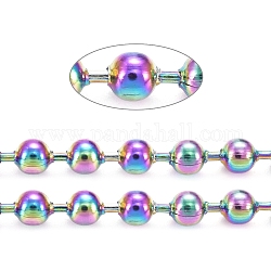 3.28 Feet Ion Plating(IP) 304 Stainless Steel Ball Chains, Rainbow Color, 3mm