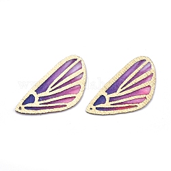 Bijoux de mode boucles d'oreilles bijoux accessoires, pendentifs en tissu imitation métal, ailier, violet, 30x18x0.6mm, Trou: 0.8mm