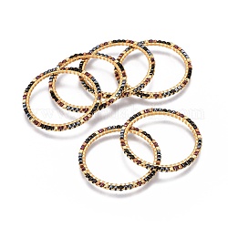Miyuki & toho perles de rocaille japonaises faites à la main, avec anneaux en laiton, motif de tissage, anneau, or, colorées, 31x1.8mm