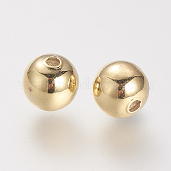 Brass Beads, Nickel Free, Real 18K Gold Plated, Round, 8mm, Hole: 2.5mm