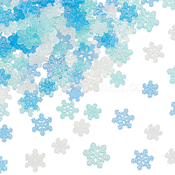 OLYCRAFT 180Pcs Resin Snowflakes Decorations Snowflakes Ornaments Tiny Resin Snowflakes Christmas Snowflake Craft Embellishment for Winter DIY Crafts Tree Home Party Window Decor (Green, Blue, Clear)