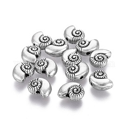 Perline in lega stile tibetano, tema dell'oceano,  piombo & nichel & cadmio libero, guscio, Tailandia placcata in argento sterling, 8x11x4.5mm, Foro: 1.5 mm