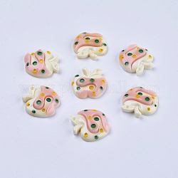 Resin Cabochons, Apple, White, 28x28x7mm