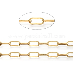 Recubrimiento de iones de 3.28 pie (ip) 304 cadenas de clip de acero inoxidable, sin soldar, Plano Oval, dorado, 13.5x6x1.5mm