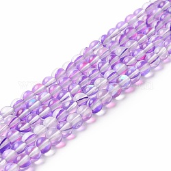 Synthetic Moonstone Beads Strands, Round, Blue Violet, 6mm, Hole: 0.8mm, about 63pcs/strand, 14.57''~15.55''(37~39.5cm)
