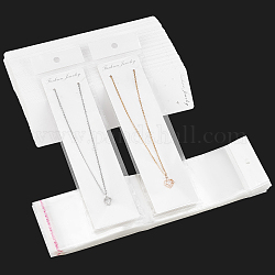 Nbeads rechteckige Halsketten-Display-Sets aus Pappe und Papierkarten, mit selbstklebenden Zellophanbeuteln, weiß, Karte: 21x5.5x0.05cm, Tasche: 27.5cm