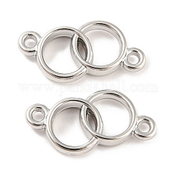 Rack Plating Alloy Connector Charms, Cadmium Free & Nickel Free & Lead Free, Double Rings, Platinum, 12x26x4mm, Hole: 2mm