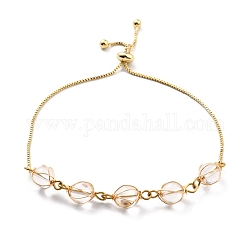 Bracelets enveloppés de quartz naturel, bracelet coulissant en laiton doré pour femme, sans plomb et sans cadmium, 10-5/8 pouce (27 cm)